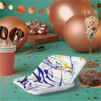 Blue and gold paper plates sale