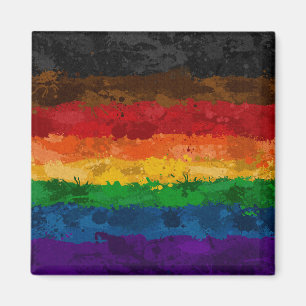 Abstract Paint Splatter Inclusive Rainbow Flag Magnet