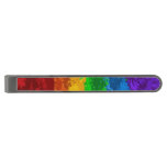 Abstract Paint Splatter Lgbtq Pride Rainbow Flag  Gunmetal Finish Tie Clip at Zazzle