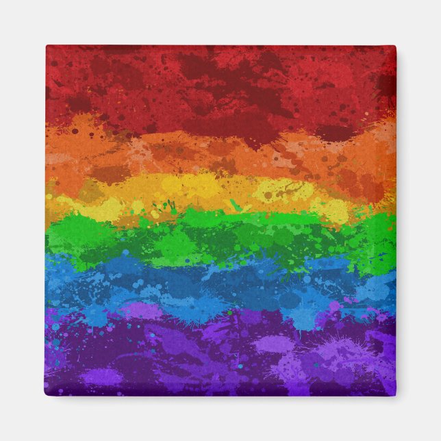 Abstract Paint Splatter LGBTQ Pride Rainbow Flag  Magnet (Front)