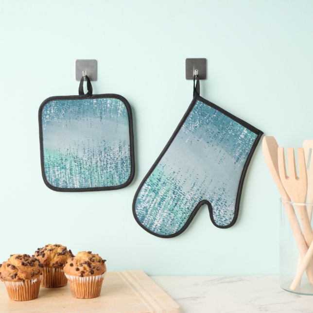 Abstract Paint Splatter Oven Mitt & Pot Holder Set (Insitu(Hanging))