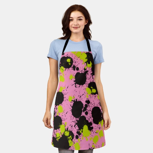 Abstract Paint Splatter Pattern Apron (Worn)