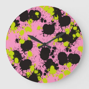 Abstract Paint Splatter Pattern Large Clock