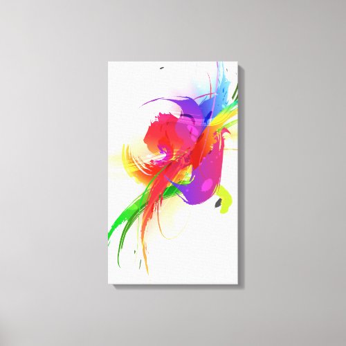 Abstract Paint Splatter Rainbow Lorikeet Canvas Print