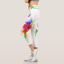 Abstract Paint Splatter Rainbow Lorikeet Capri Leggings Abstract Paint Splatter Rainbow Lorikeet Capri Leggings