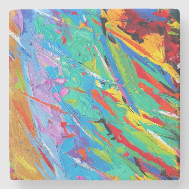 Abstract Paint Splatter Stone Coaster (Front)
