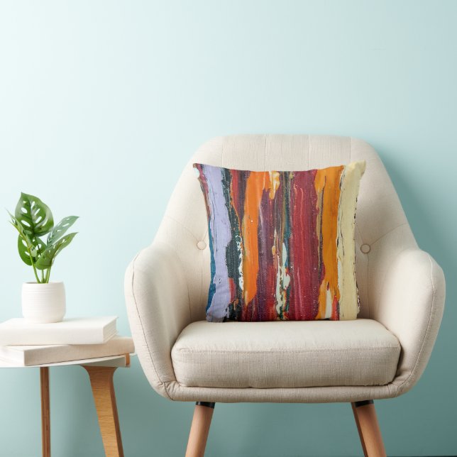 Abstract Paint Streaks Throw Pillow (Chair)