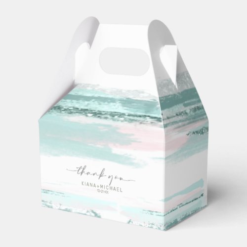 Abstract Paint Stroke Wedding Thanks V2 Teal ID886 Favor Boxes