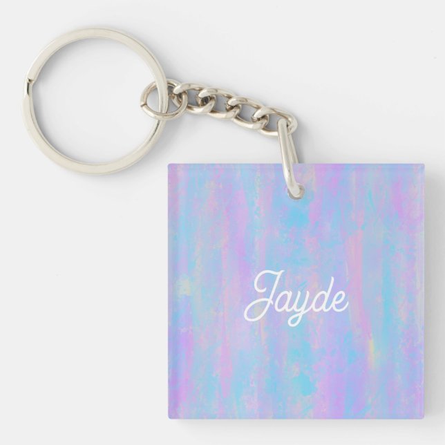 Abstract Paint Strokes Mermaid Colors Keychain (Front)
