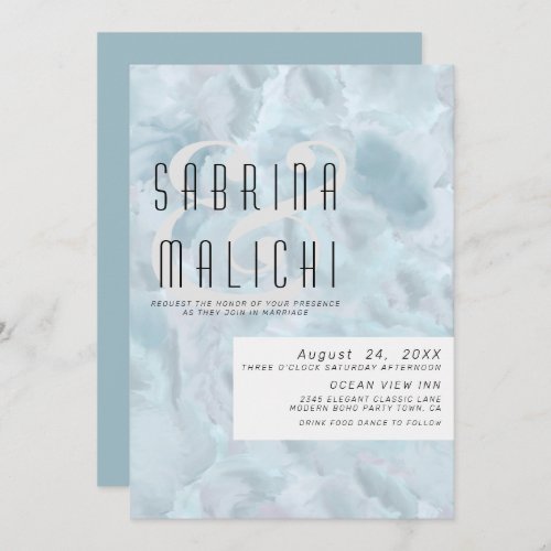 Abstract Paint Strokes Pale Dusty Blue  Invitation