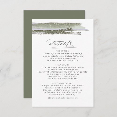 Abstract Paint Strokes Wedding Details ID886 Enclosure Card