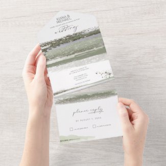 Abstract Paint Strokes Wedding ID886 All In One Invitation