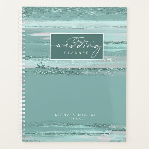 Abstract Paint Strokes Wedding Teal ID886 Planner