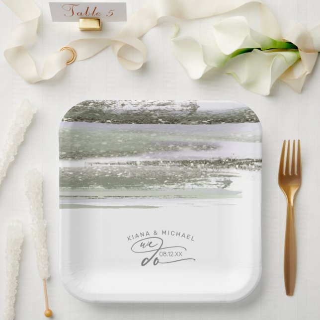 Abstract Paint Strokes Wedding We Do ID886 Paper Plates (Wedding)