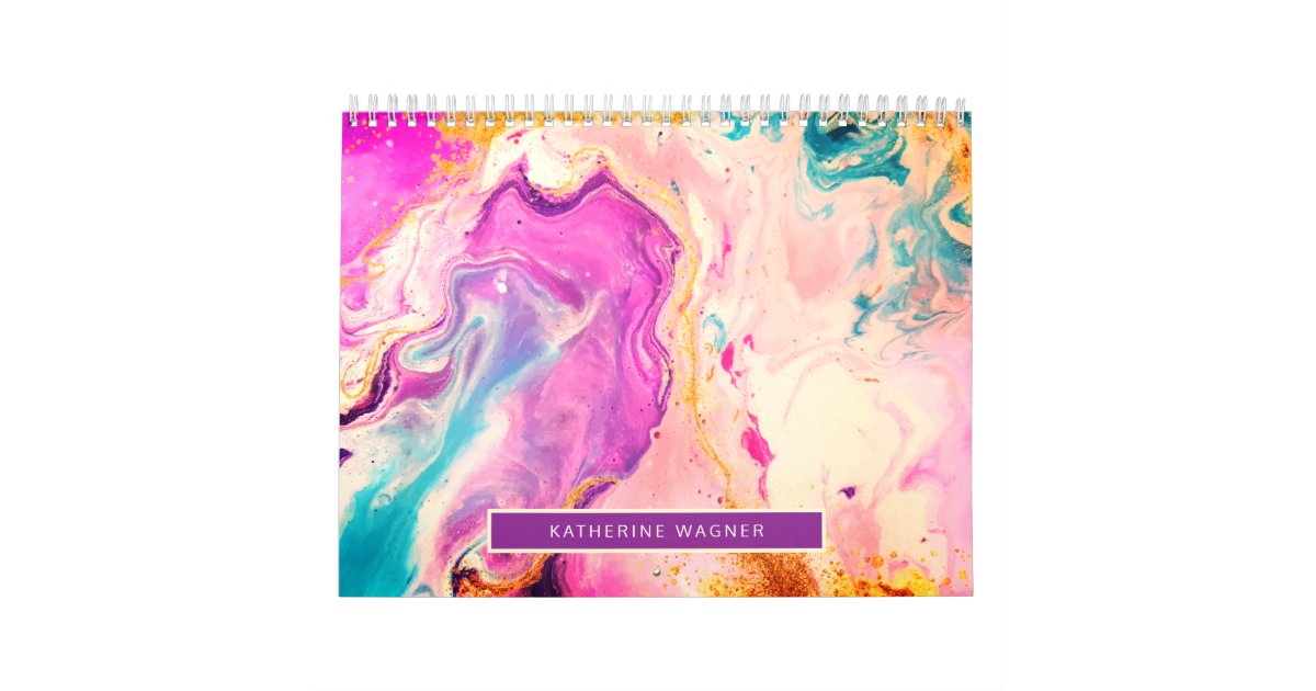 Abstract Paint Swirl Inspirational Quotes Monogram Calendar