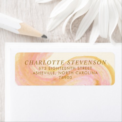 Abstract Paint Swirl Pink Yellow Return Address Label