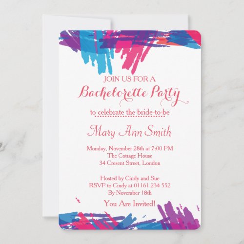 Abstract Paint with Water Color Bachelor Party Invitation