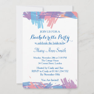 Abstract Paint with Water Color Bachelor Party Invitation