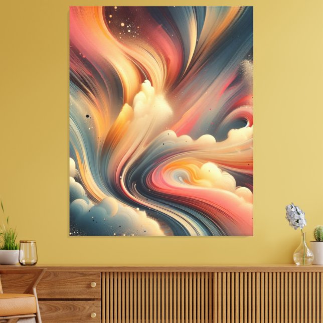 Abstract Paintbrush Stretched Canvas Print (Insitu(LivingRoom))