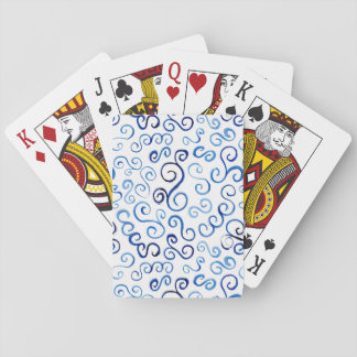 Abstract Painted Blue Curves Playing Cards