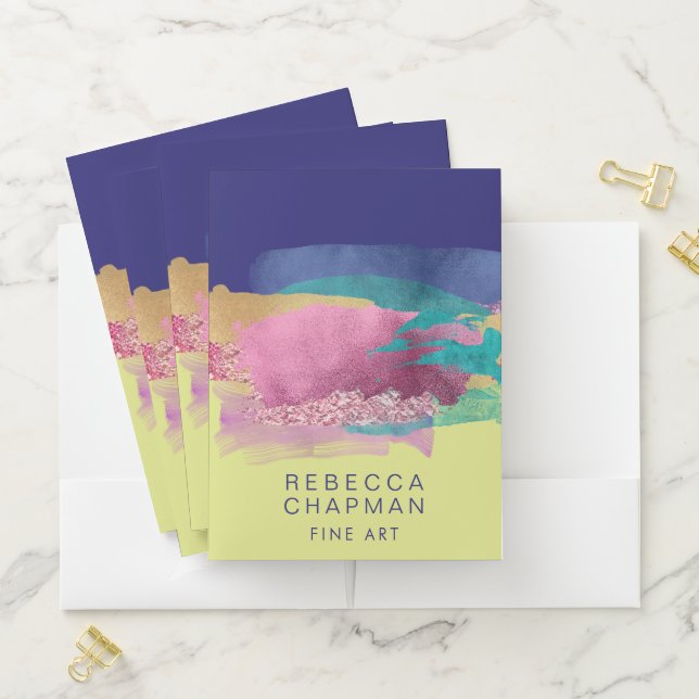 Abstract Painted Brush Strokes with Your Name Pocket Folder (In Situ)