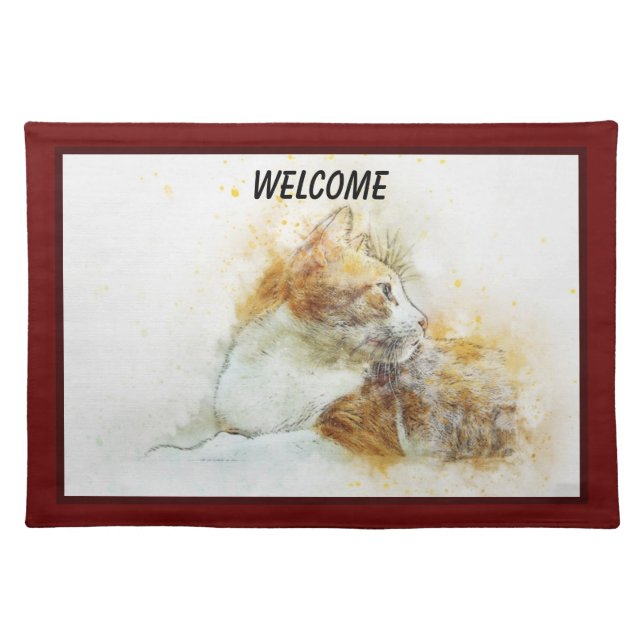 Abstract Painted Cat Cloth Placemat (Front)