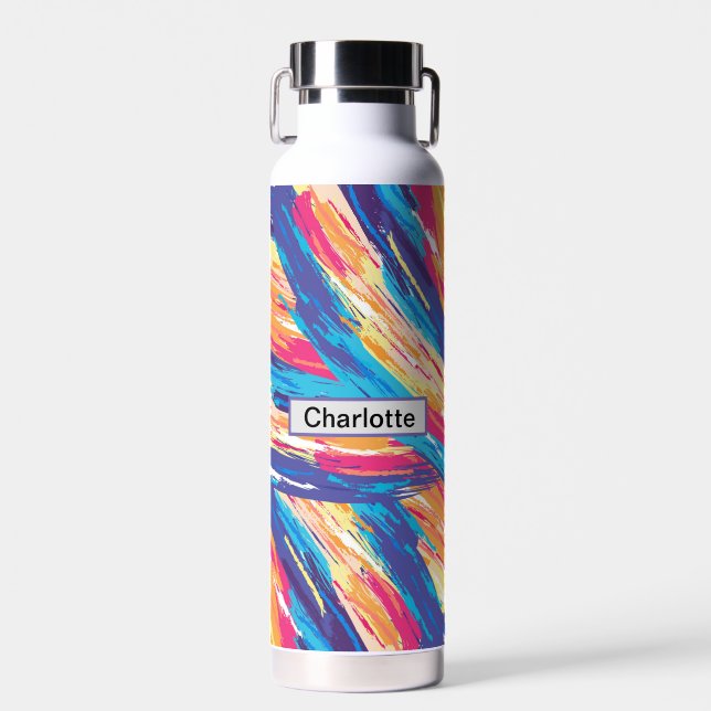  Abstract painted Custom name and pattern Water Bottle (Front)