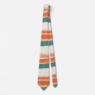 Abstract Painted Distressed Stripes Terracotta Neck Tie