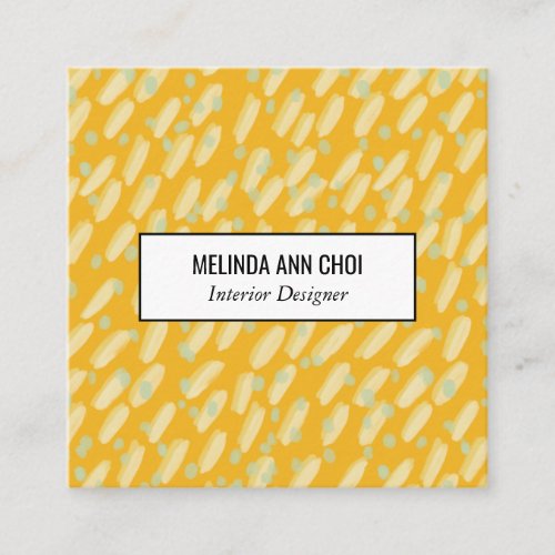 Abstract painted dots spots on gold minimalist square business card