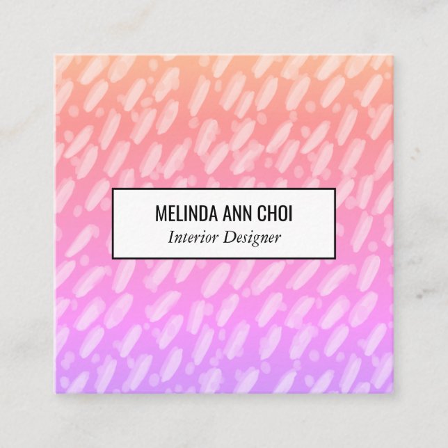 Abstract painted dots spots pastel sunrise square business card (Front)