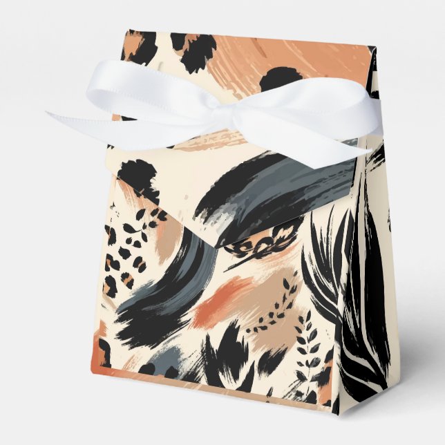 Abstract Painted Exotic Animal Print Leopard  Favor Boxes (Front Side)