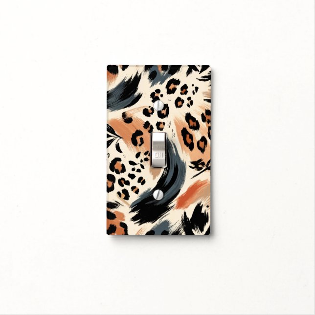 Abstract Painted Exotic Animal Print Leopard  Light Switch Cover (In Situ)