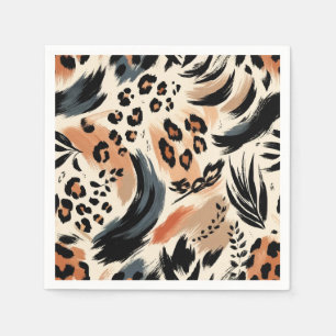 Abstract Painted Exotic Animal Print Leopard  Napkins