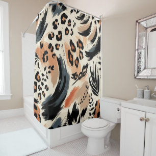 Abstract Painted Exotic Animal Print Leopard Shower Curtain