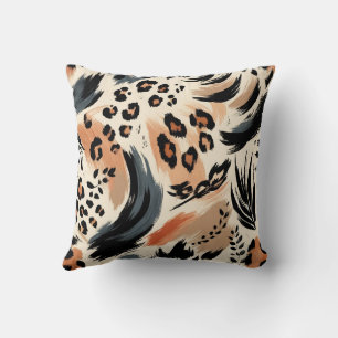 Abstract Painted Exotic Animal Print Leopard Throw Pillow
