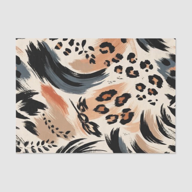 Abstract Painted Exotic Animal Print Leopard  Tissue Paper (Front)