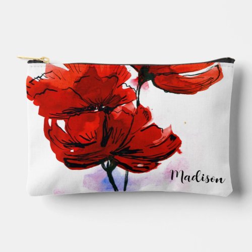 Abstract Painted Floral Background 2 Accessory Pouch