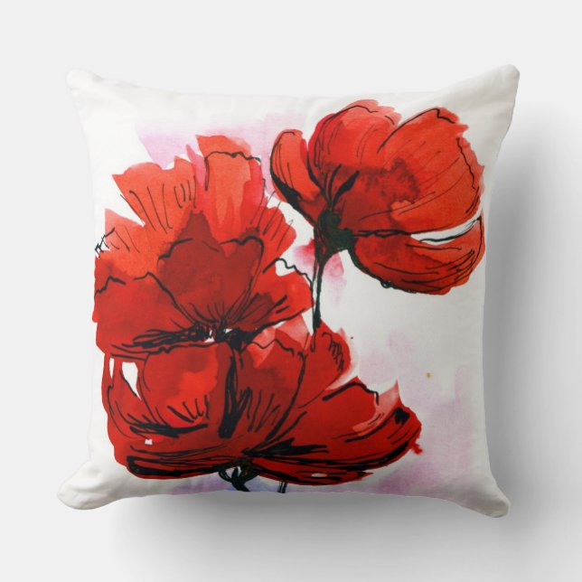 Abstract painted floral background 2 throw pillow (Front)
