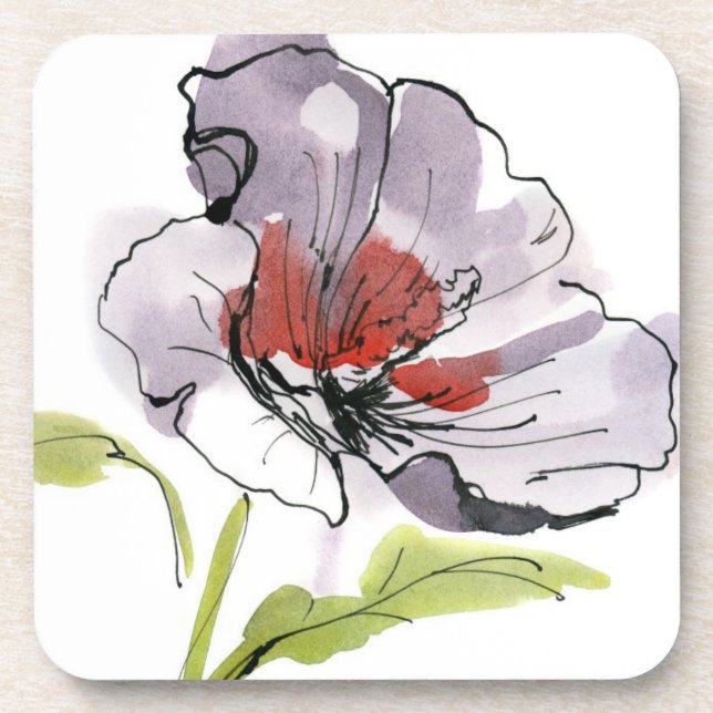 Abstract painted floral background 3 beverage coaster (Front)