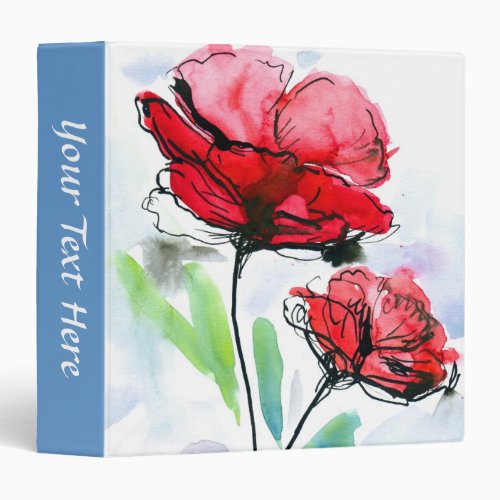 Abstract painted floral background 3 ring binder