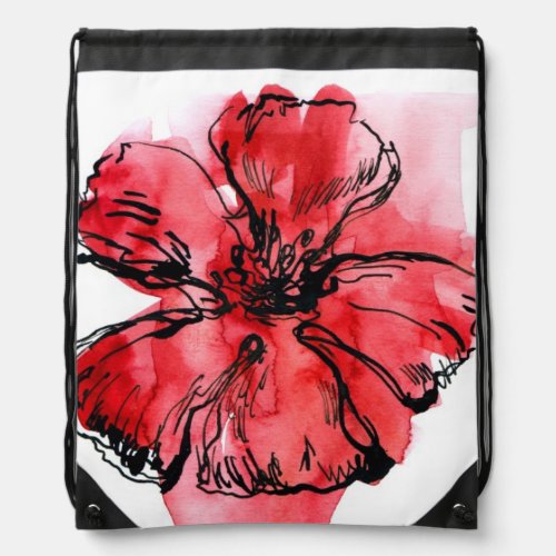 Abstract painted floral background 4 drawstring bag
