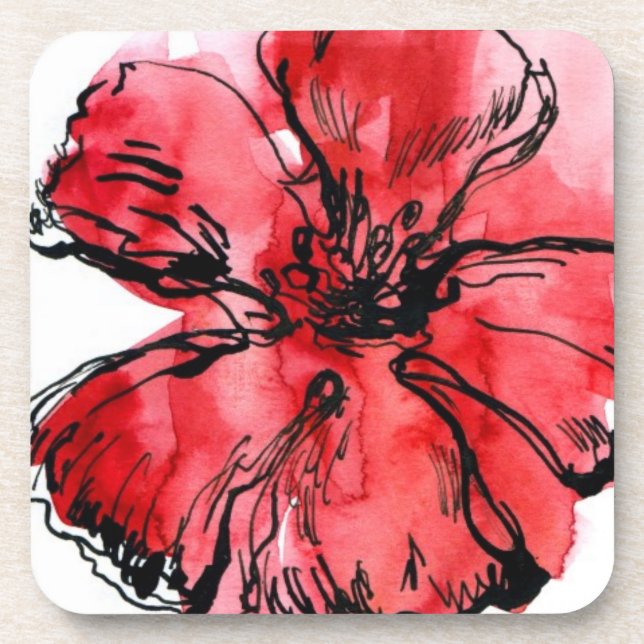 Abstract painted floral background 4 drink coaster (Front)