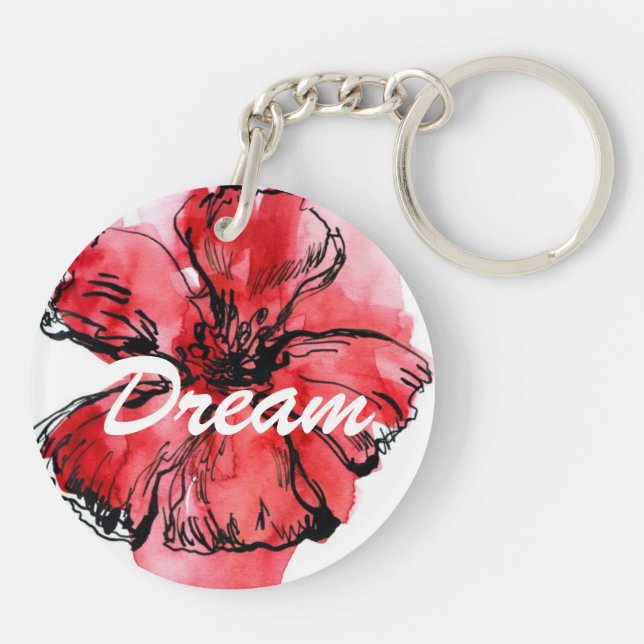 Abstract painted floral background 4 keychain (Back)