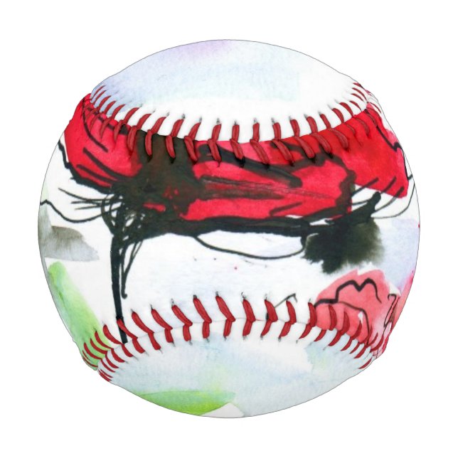 Abstract painted floral background baseball (Front)
