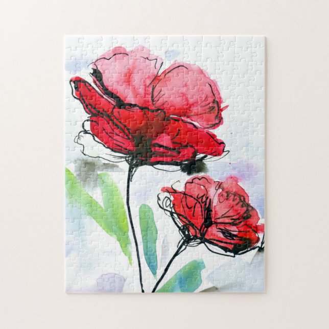 Abstract painted floral background jigsaw puzzle (Vertical)
