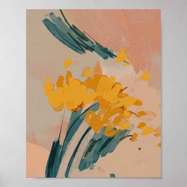 Abstract Painted Flowers Poster (Front)