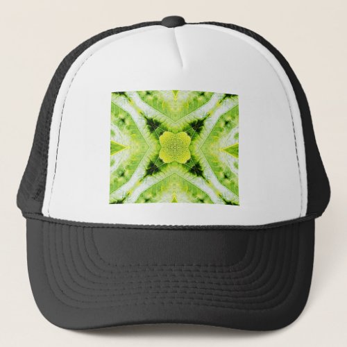 ABSTRACT PAINTED GEOMETRIC ART BREADFRUIT PATTERN TRUCKER HAT