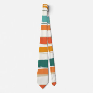 Abstract Painted Horizontal Brush Stripes Boho Neck Tie