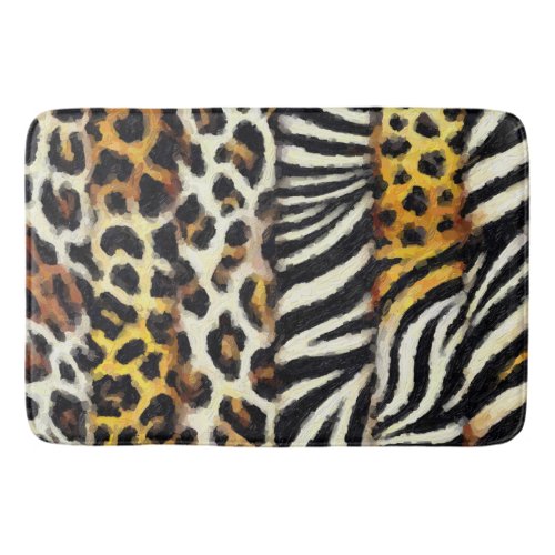 Abstract Painted Mixed Wild Animal Print Bath Mat