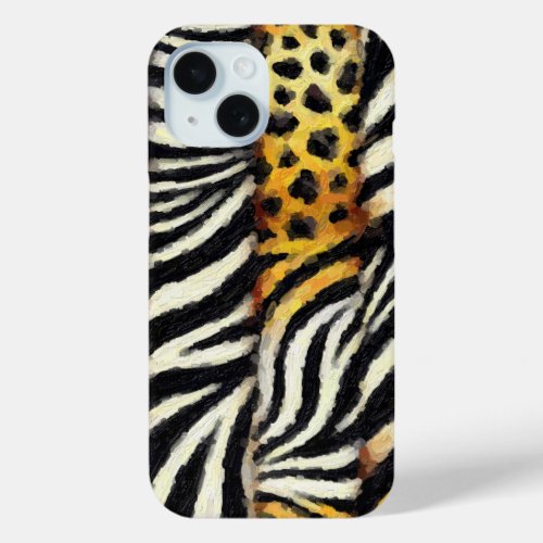 Abstract Painted Mixed Wild Animal Print iPhone 15 Case